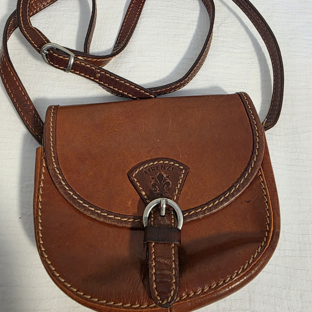 Italian Leather Crossbody Bag Firenze Vera Pelle Made in Italy